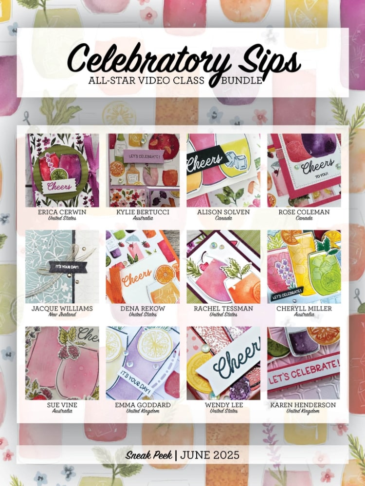 Make a unique celebration card with the Stampin' Up! Celebratory Sips in this unique Criss Cross Fun Fold style! with Jacque Williams - card classes in New Zealand