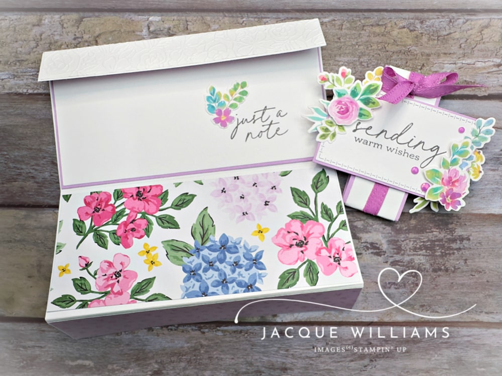 Here's a variation of the overlapping panel card - this time with the Stampin' Up! Extraordinary Flora Washi Tape and in a slimline style.  with Jacque Williams - NZ