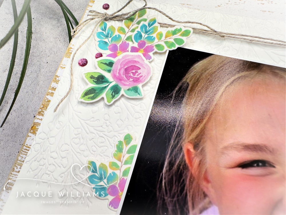 Use Washi Tape for instant, gorgeous embellishments!  Paired here with the Country Woods papers for a quick scrapbooking layout.  Join me for a class in New Zealand with Jacque Williams