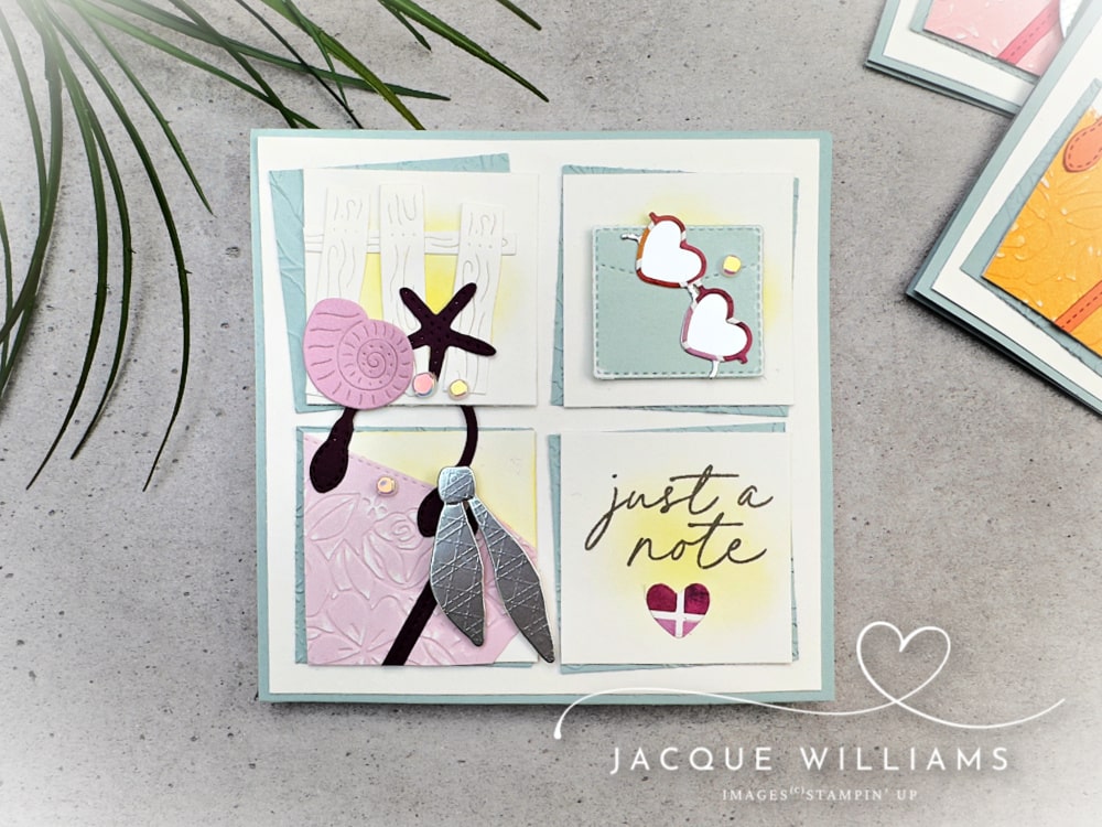 Use all the gorgeous details from the Notes and Totes bundle to make this adorable sampler card.  with Jacque Williams - New Zealand
