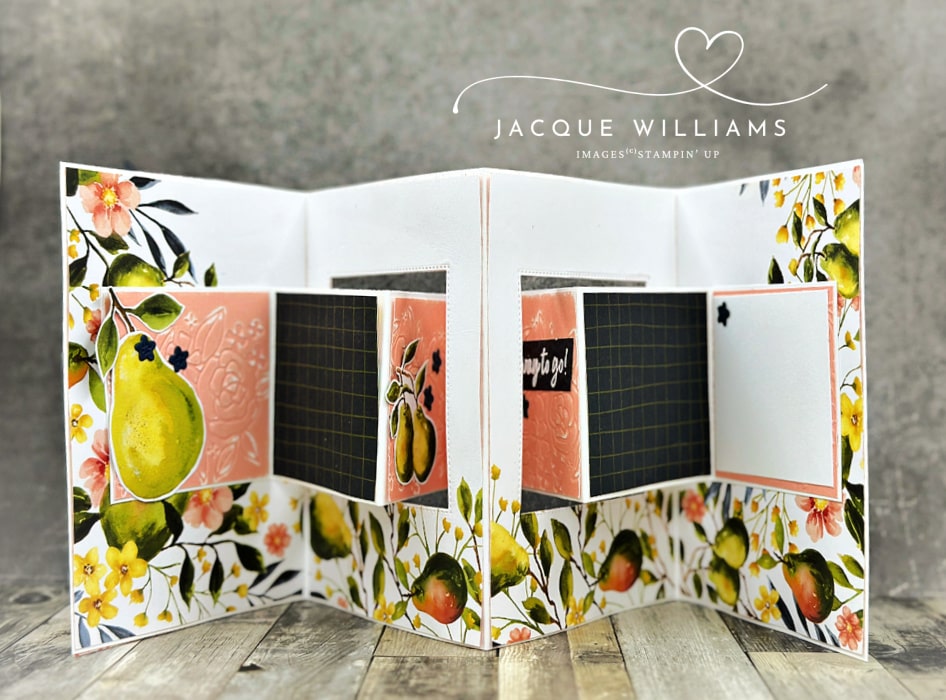 Today's share is a very cool fun fold card: the Interlocking Accordion fun fold!  I've used the Painterly Pears papers and included a free PDF download with the card base measurements.   Cardmaking Classes with STampin' Up! products in New Zealand